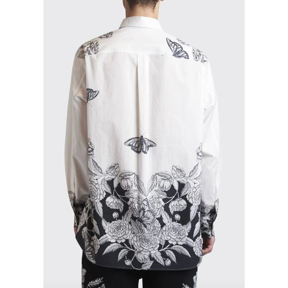 NEW Valentino Men's Blooming Print Button Down Shirt Size 43 White Black US 17 - Picture 8 of 16